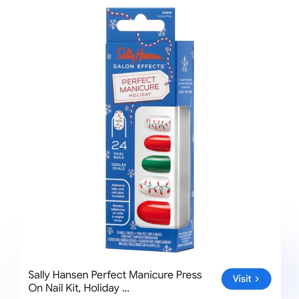 Sally Hansen Holiday Press-On Nail Kit in Red & Green